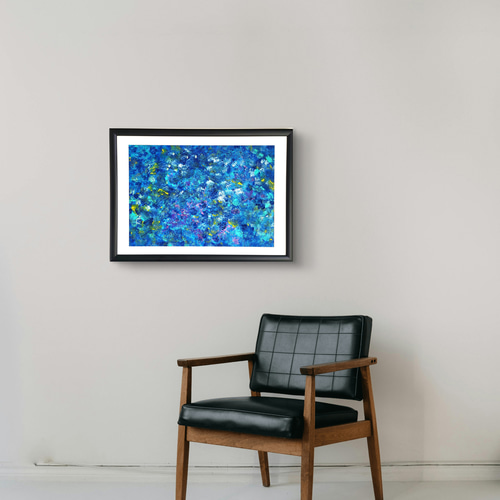 石垣の海に生きた証 / 抽象画 46×63㎝ A2 額縁セット 原画1点のみ