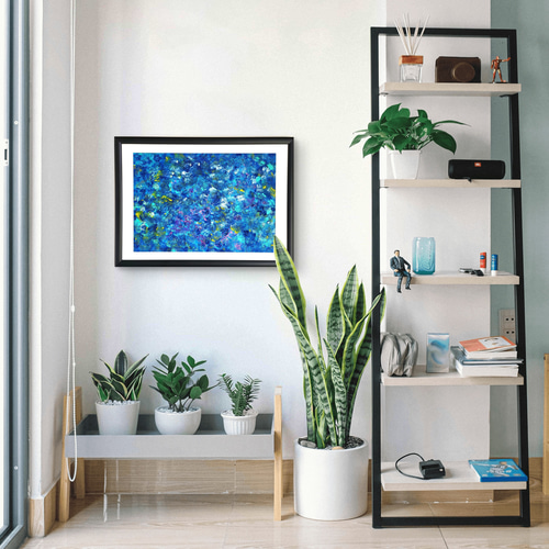 石垣の海に生きた証 / 抽象画 46×63㎝ A2 額縁セット 原画1点のみ