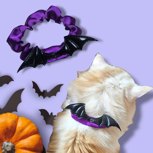 短毛シュシュ、ハロウィン限定、スイートロリータ(ブルー)わんちゃん猫