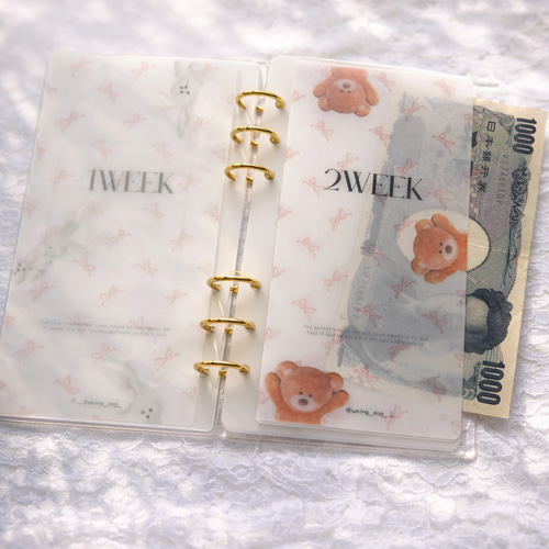 韓国で大人気！savingリフィル 貯金チャレンジ 動物リボン 手帳 貯金