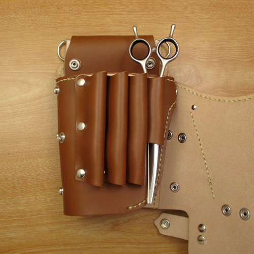 トリマー向き】 本革 8丁差し シザーケース (キャメル×ナチュラル