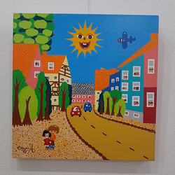 幸せの種をまくキャンバスアクリル絵の具画家小楠アキコ作品F10号