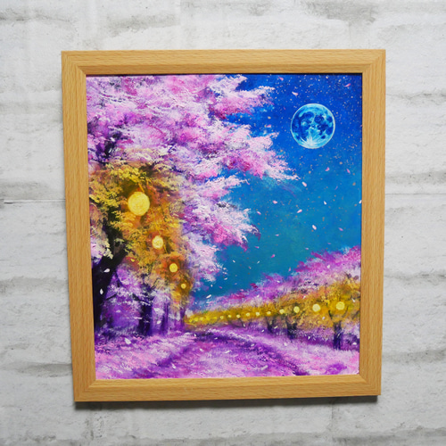 油絵 絵画 【夜桜の三日月】 油絵 絵画 【夜桜の三日月】 | HIROSHI1990