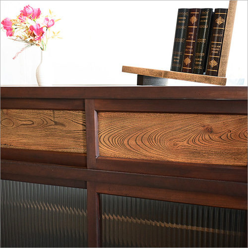 和箪笥 アンティーク ガラスキャビネット 木製 食器棚 引き戸 和風