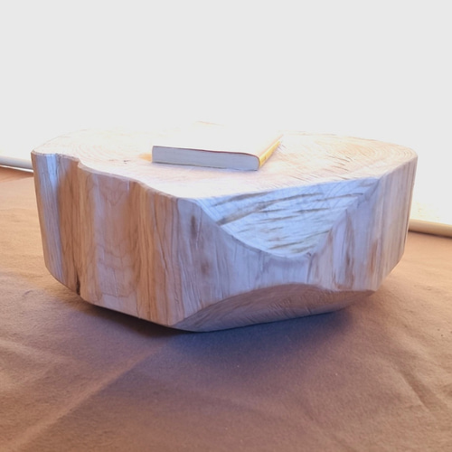 天然アロマ 東濃ひのきフリル スツール・テーブル・特大・無垢無塗装