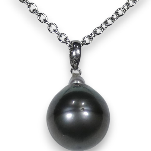 黒真珠ペンダントトップ プラチナ（PT900枠）タヒチ南洋黒蝶真珠約14.7