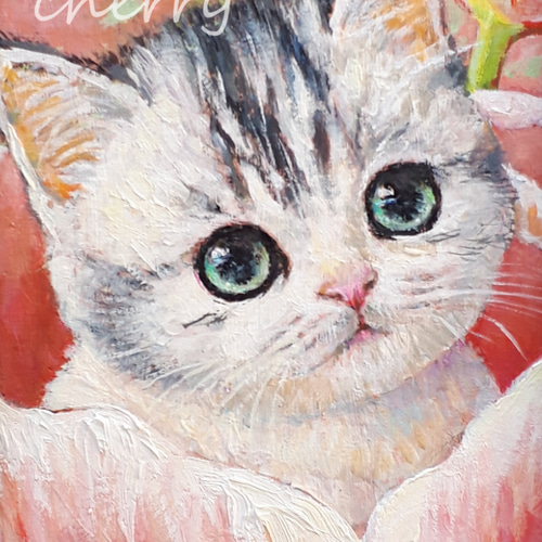 一点物】『 おやゆびひめ 』油絵 額付き 原画 絵画 チェリー Cherry