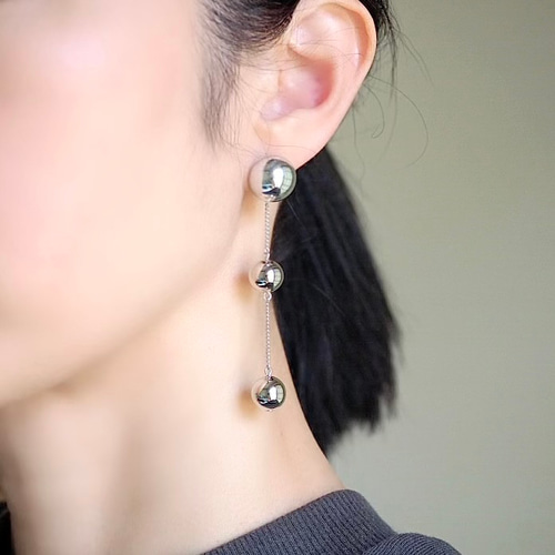 大人気✧︎シルバーボールチェーンピアス/イヤリング サージカル