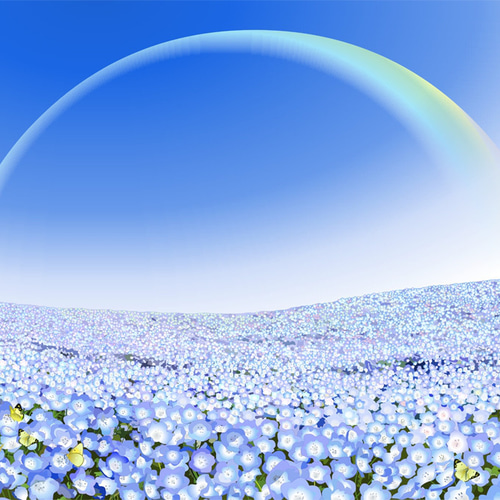 A4サイズ「ネモフィラの丘」 絵画 hiroma2 通販 6401542｜Creema(クリーマ)