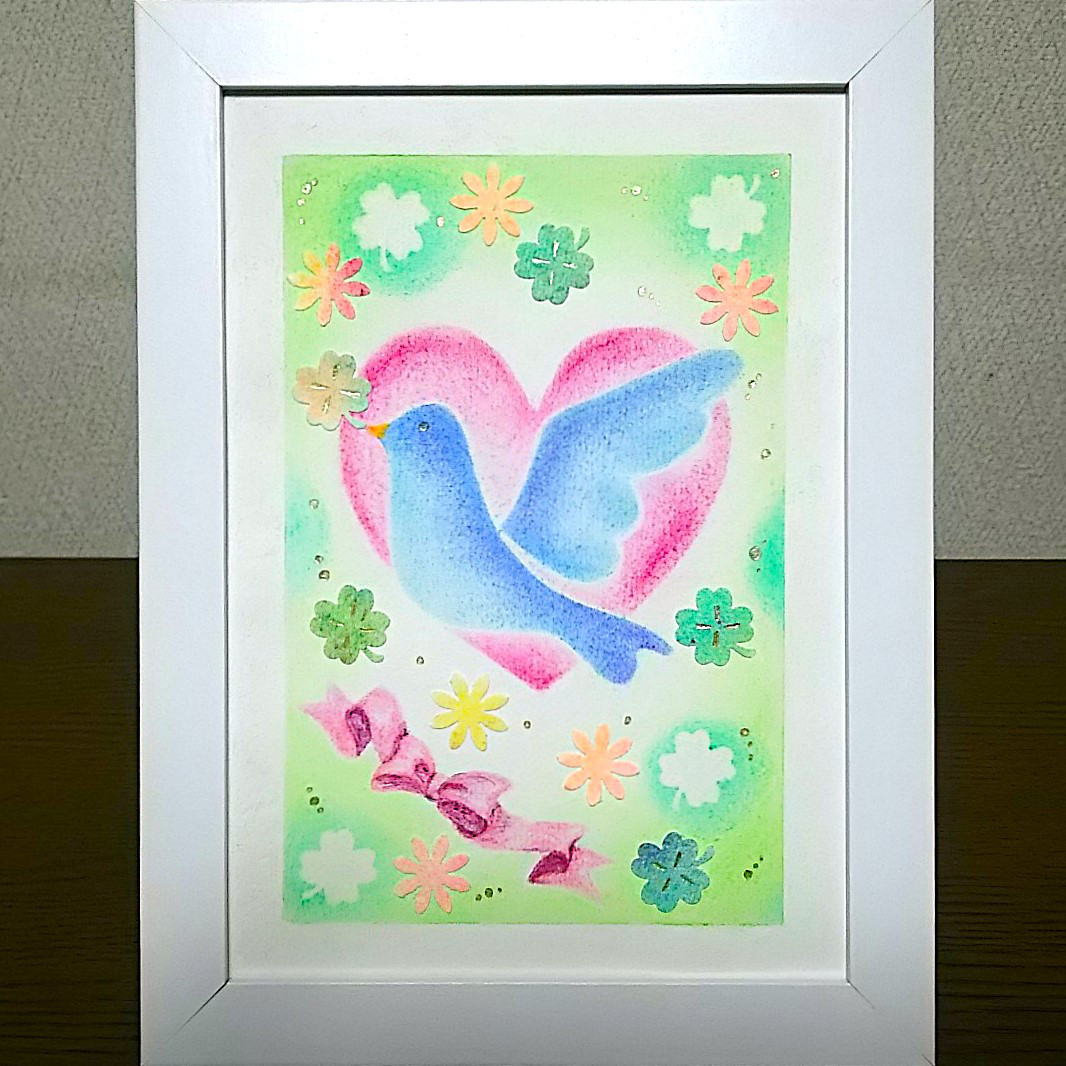 原画 自作の絵 絵画 一点物 パステル画 【カサブランカと松】 原画