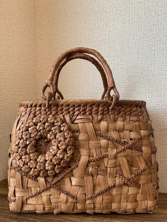 山葡萄 購入 籠 バッグ 天然素材 編み込みかごバッグ 和柄内布