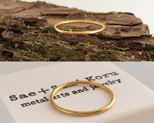 ありがとう！K24純金無地リング3.58g指輪リング刻印あり ハンドメイド