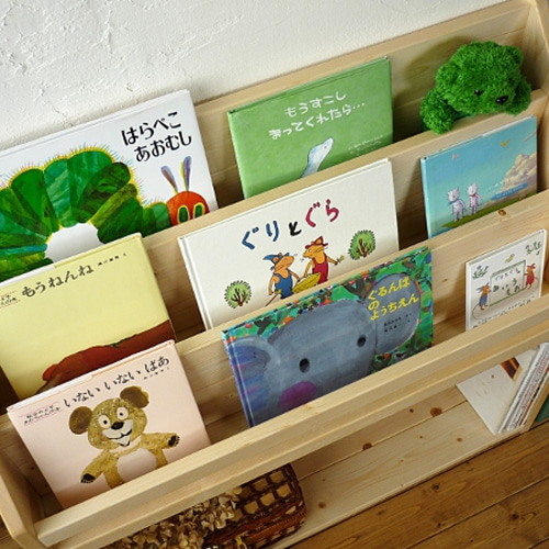 無垢木製ブックシェルフ*絵本棚*ナチュラル蜜蝋ワックス仕上げ80 本棚