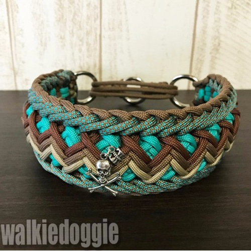 パラコード手編み幅広首輪#478 中型犬〜超大型犬向き ハーフチョーク