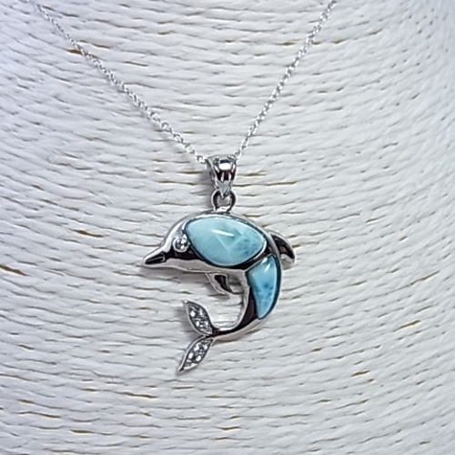 ◇キラキラ可愛いイルカのラリマー◇空と海のようなブルーとsv925の