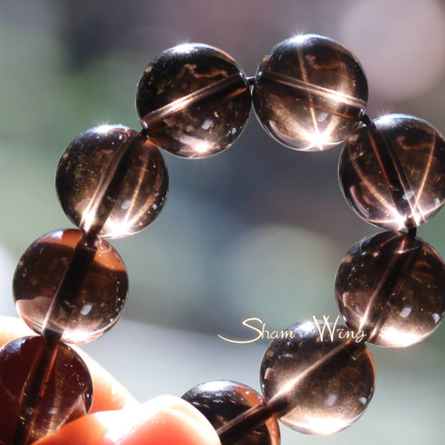 天然石✿高品質スタースモーキークォーツ ラウンド約11～11.4mm☆3粒