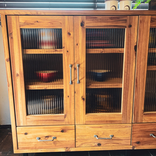 RUSTIC CHEST 北欧 アンティーク ビンテージ ガラス扉 食器棚 可動棚