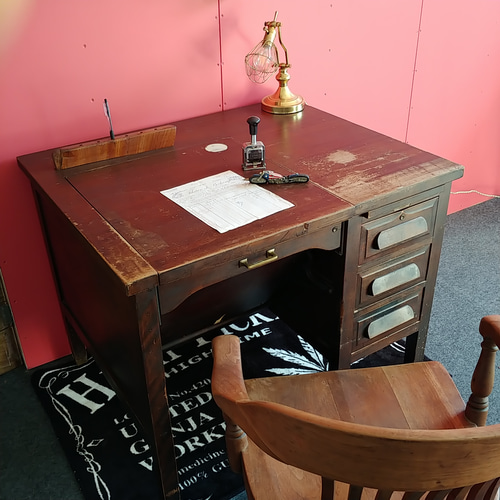 AMERICAN VINTAGE/ タイプライター付き ウッドデスク 3drawer デスク