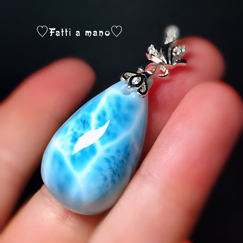 トップグレード 海の雫 ラリマーペンダント ネックレス Silver925 海