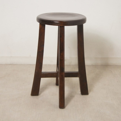 アンティーク調 レトロな丸スツール 木製椅子 高級 チーク無垢材