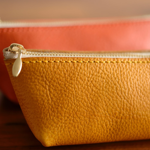 シンプルな本革ペンケース イエロー 受注生産 ペンケース Mooi 通販