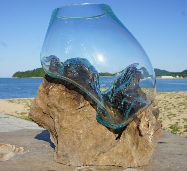 超超特大流木ガラスオブジェWB 花瓶 金魚鉢 水槽 苔リウム メダカ容器