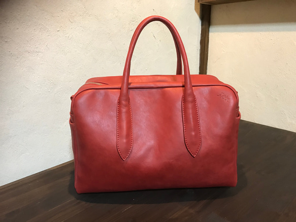 本革☆ミニ ボストンバック レッド赤 ボストンバッグ atelier 3xxx