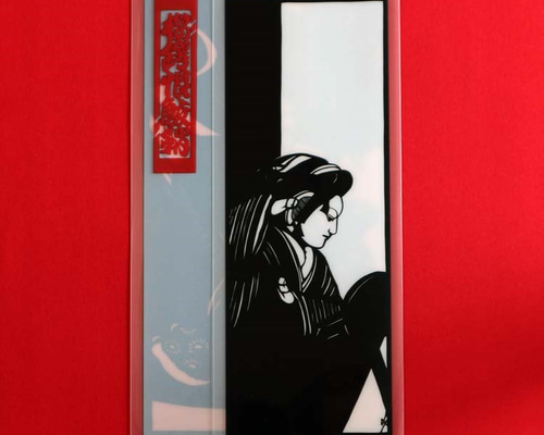クリアファイルのチケットケース 切り絵 文楽『桜鍔恨鮫鞘』NO.2002
