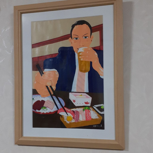 ハッピーベルリン 画家 小楠アキコ作品 アクリルガッシュ50×70cm