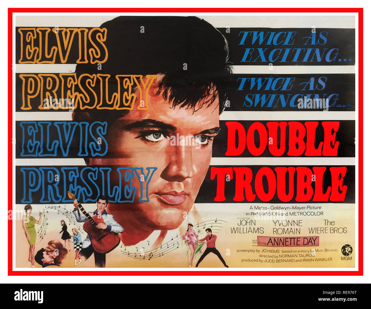 Vintage ELVIS PRESLEY MOVIE POSTER Double Trouble a 1967 American