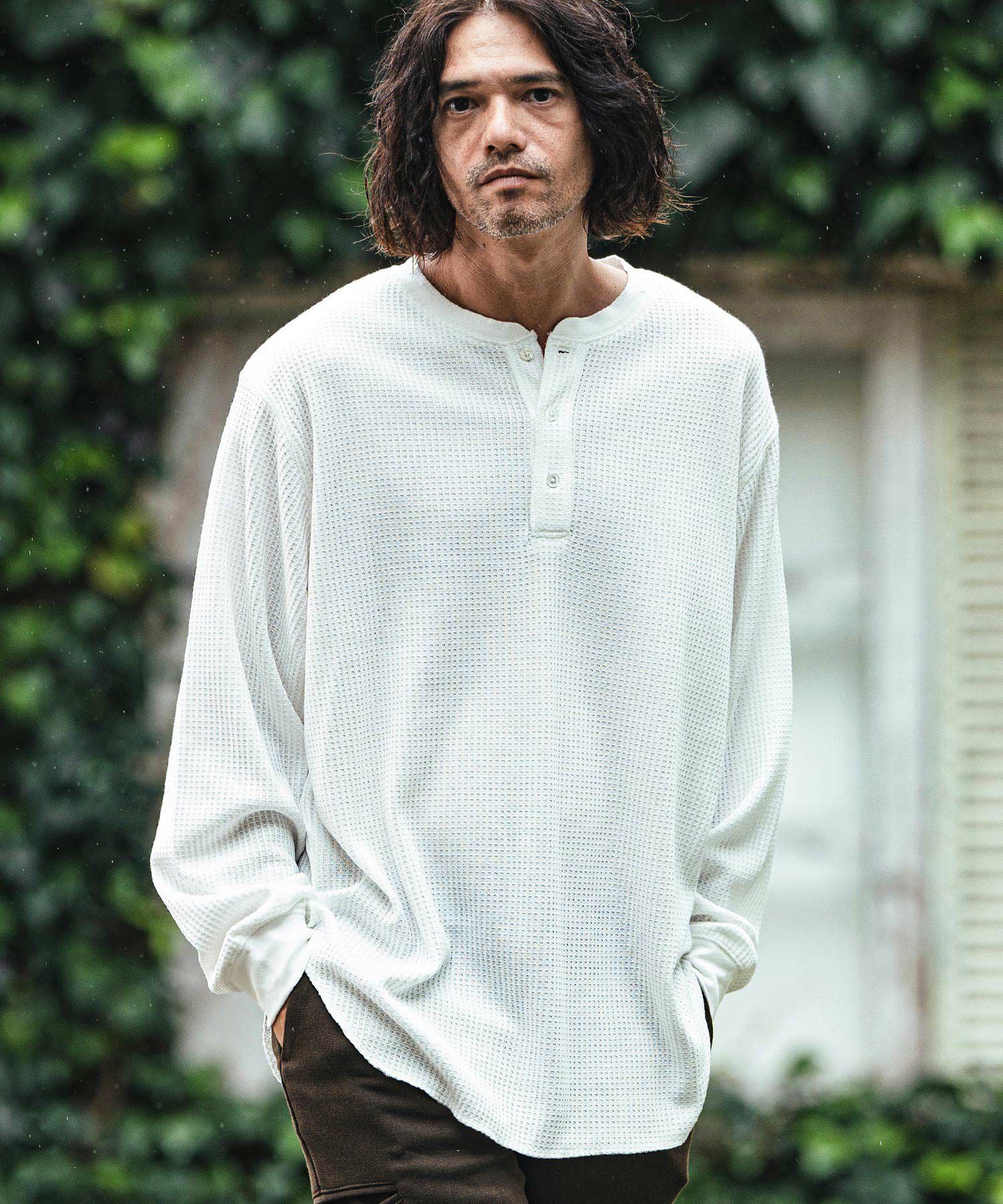 50%OFF【CAMBIO(カンビオ)】ワッフルヘンリーネックロンT | CAMBIO