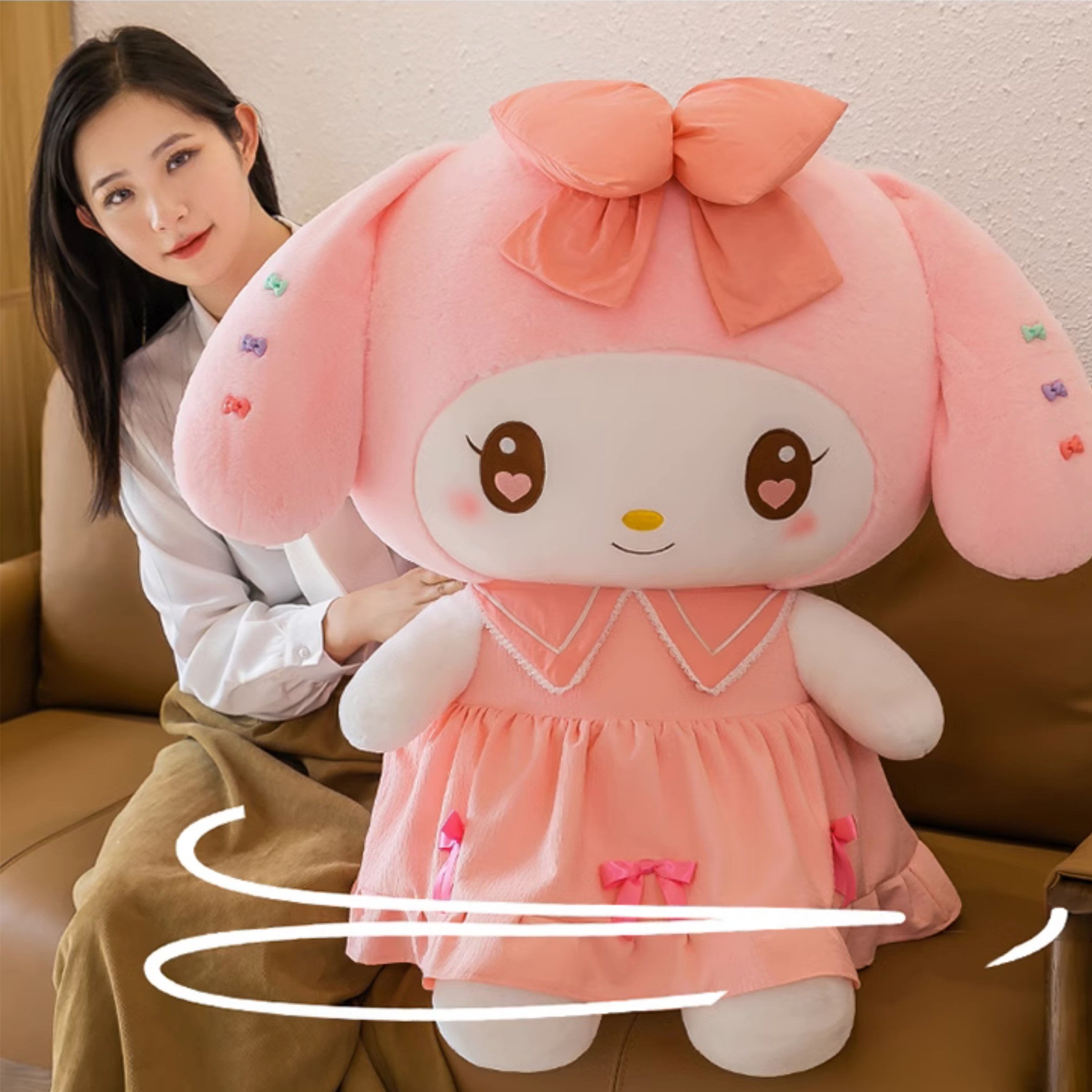 マイメロ フェイス リボン ぬいぐるみ ムートン ブーツ ピンク