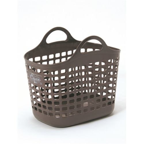 幅33×長さ43×高さ41cm] ソフトバスケット ブラウン 片手でも持ちやすい