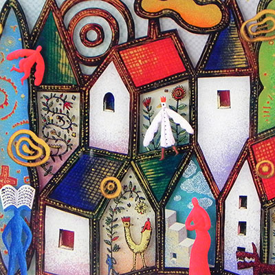 綿引明浩 無題 油彩 抽象画 20号 大作 サインあり 東京藝術大学院卒