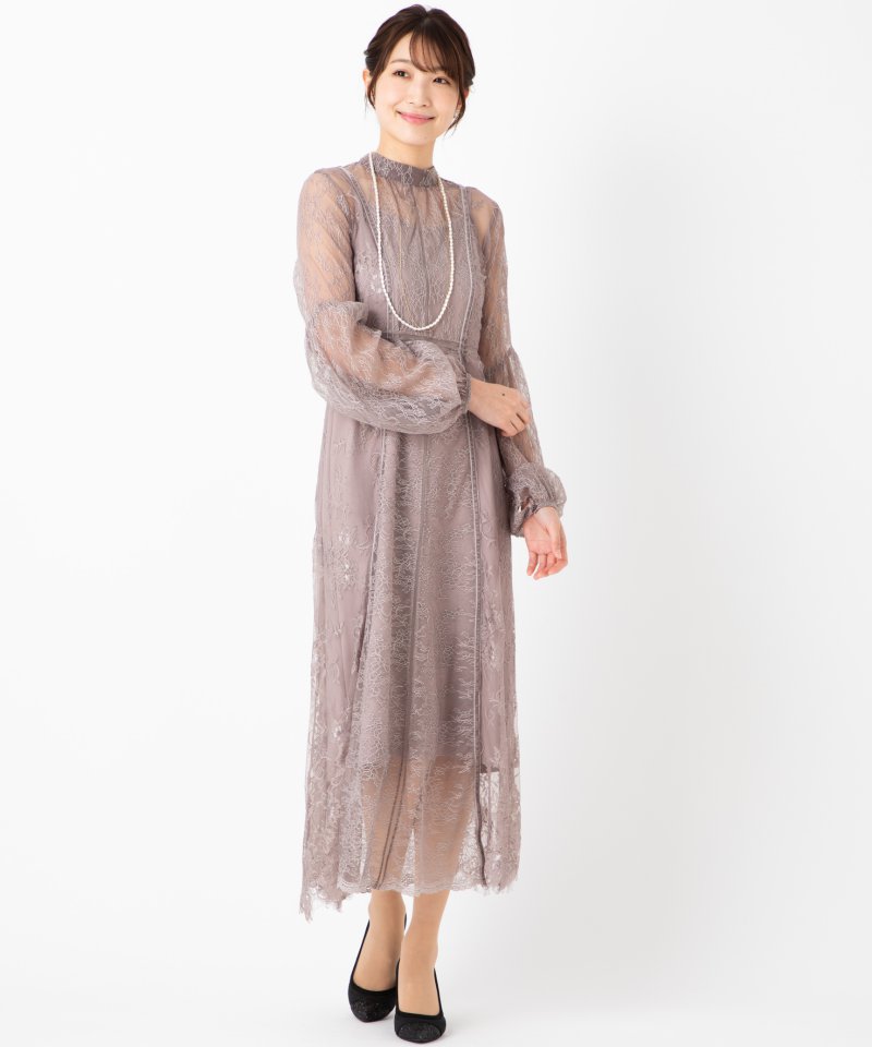 FRAY I.D フレイアイディー コンビネーションレースドレス グレー系 x