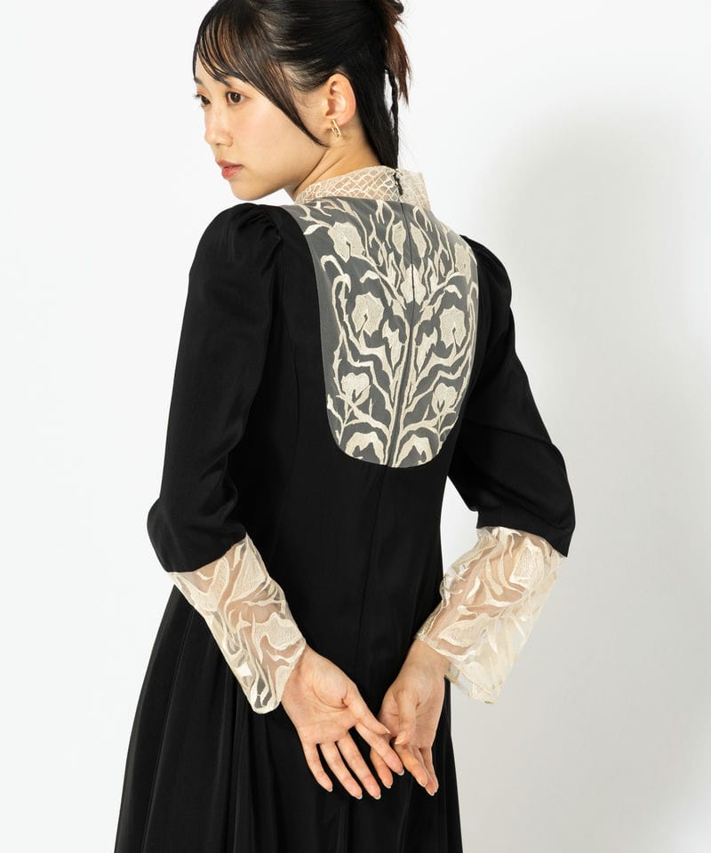 etoll. エトル バック刺繍フレアドレス ブラック系 | 結婚式パーティー