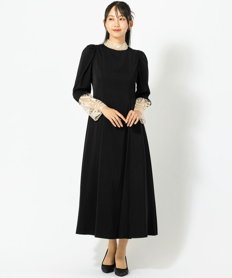 etoll. エトル バック刺繍フレアドレス ブラック系 | 結婚式パーティー