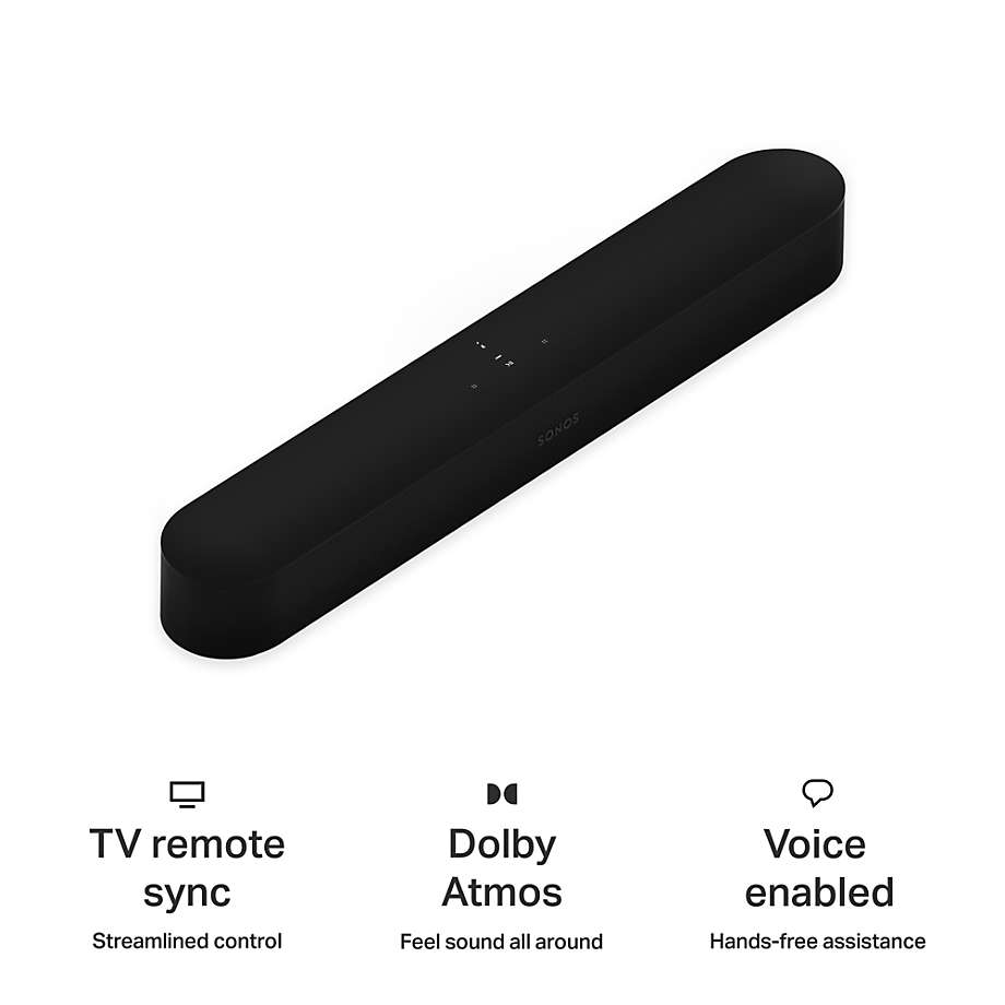 Sonos Beam (Gen 2) Black Smart Soundbar + Reviews | Crate & Barrel