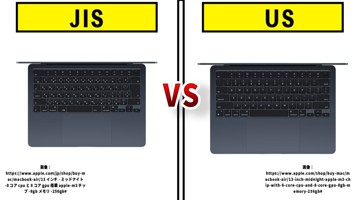 MacBook Air M1 - US配列 MacBook】MacBookのキー配列はJIS配列かUS配列