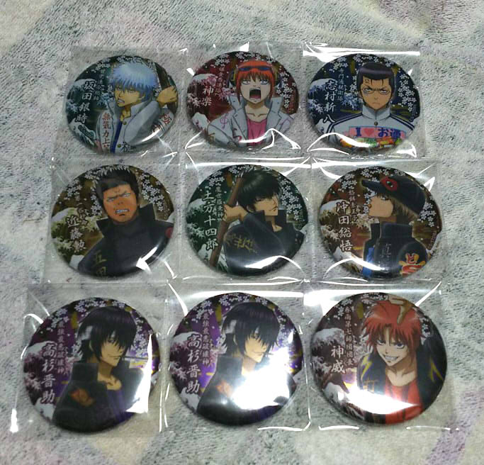 銀魂 キャラバッジ 缶バッジ サバゲー ヤンキー風 平安貴族風 銀時