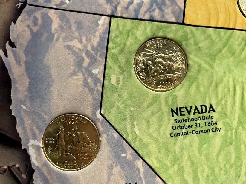 アメリカ合衆国50州の25セントを集めた、Quarters Collection's Map