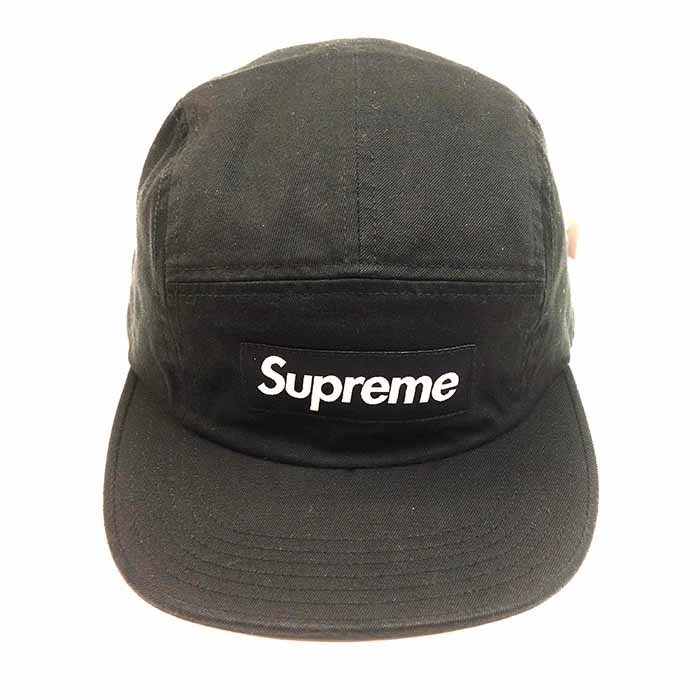 Supreme FW16 Washed Chino Twill Camp Cap 黒 (ステッカー付き