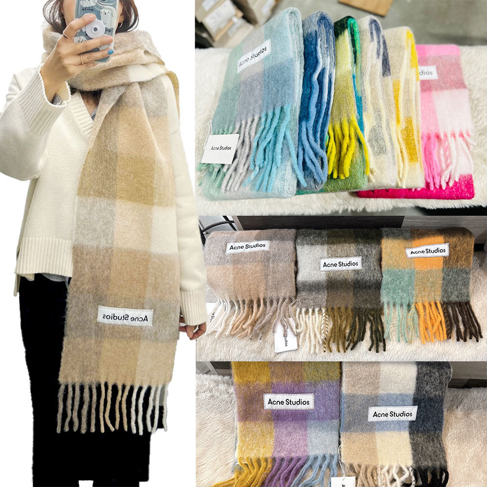 Acne Studios 水色チェックマフラー ACNE STUDIOS｜アクネストゥディオ