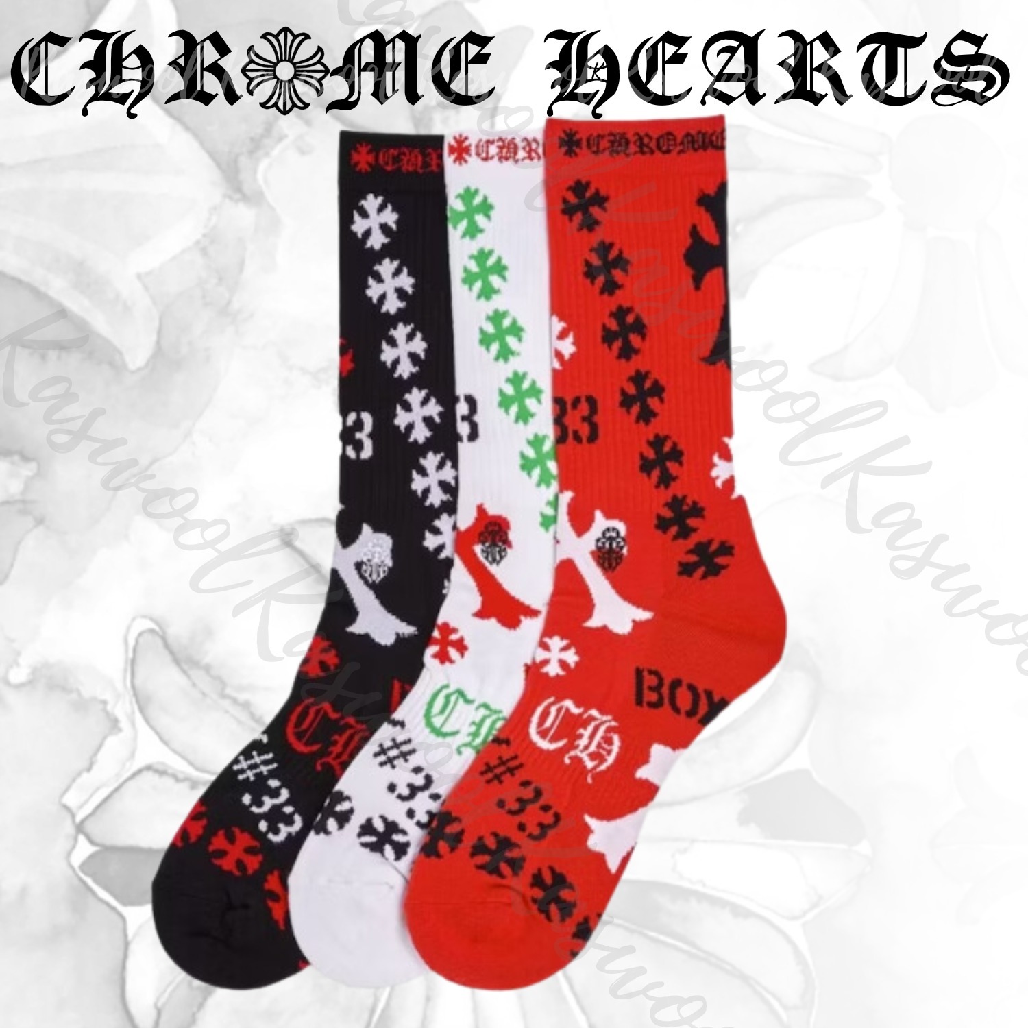 Chrome Hearts クロムハーツ Stencil Socks ソックス 3パック (CHROME