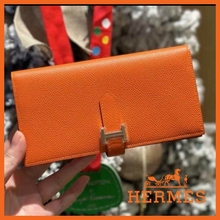 エルメス ベアンスフレ オレンジ ヴォ―エプソン☆ (HERMES/長財布