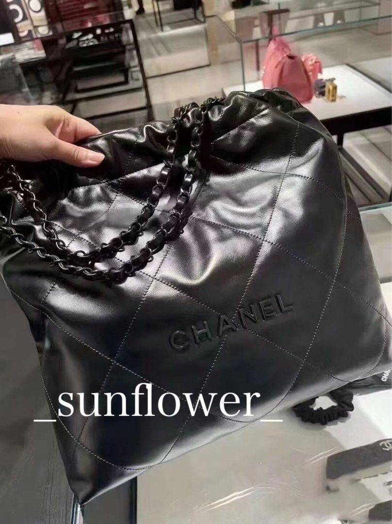 シャネル 22bag トートバッグ Mサイズ オールブラック (CHANEL
