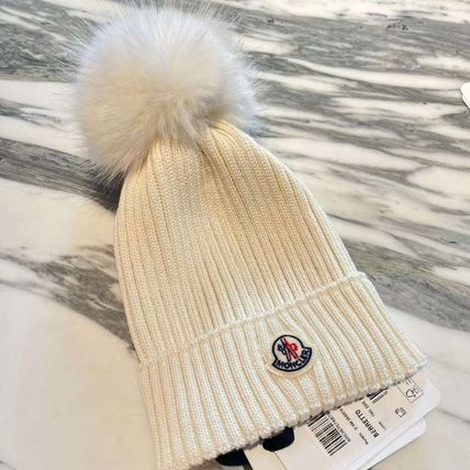 MONCLER ニット帽 アイボリー MONCLER - MONCLERモンクレールファー