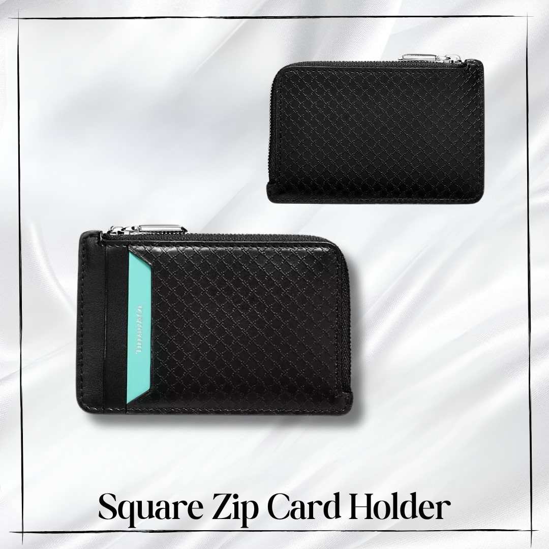 上品☆高級感☆【ティファニー】レザー ジップ カード ケース (Tiffany