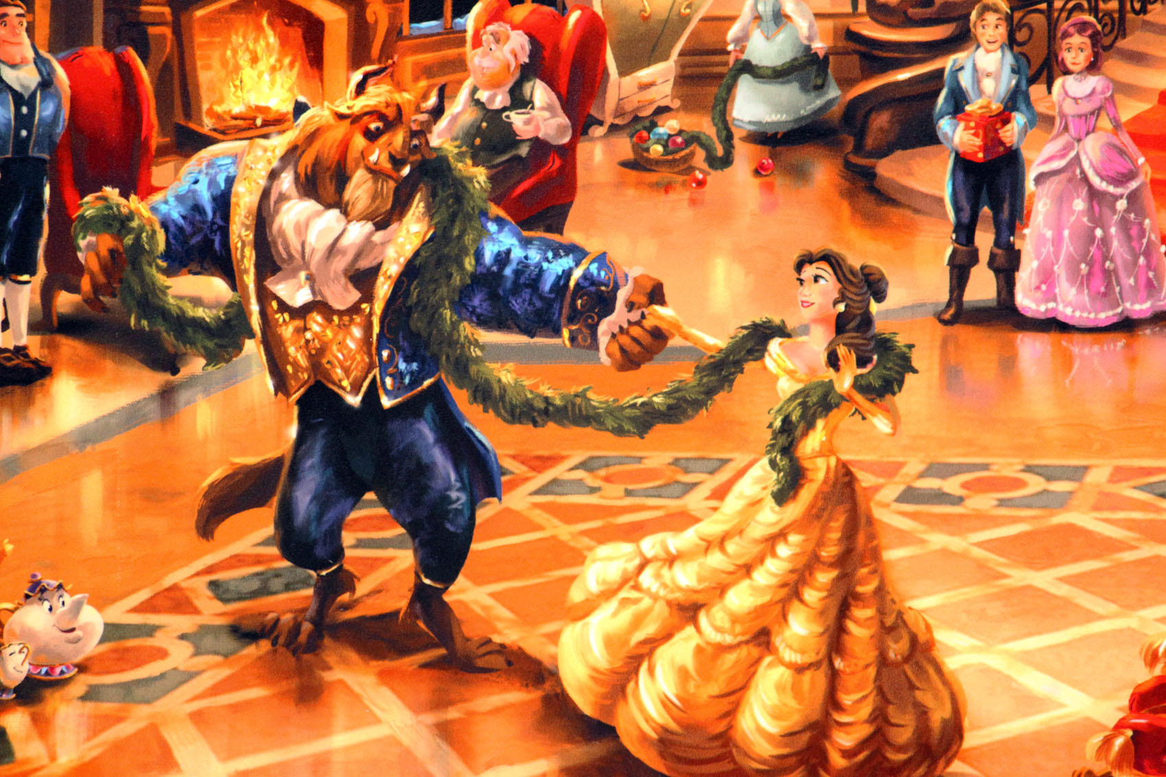 ディズニー絵画「美女と野獣/クリスマス セレブレーション」 (Disney