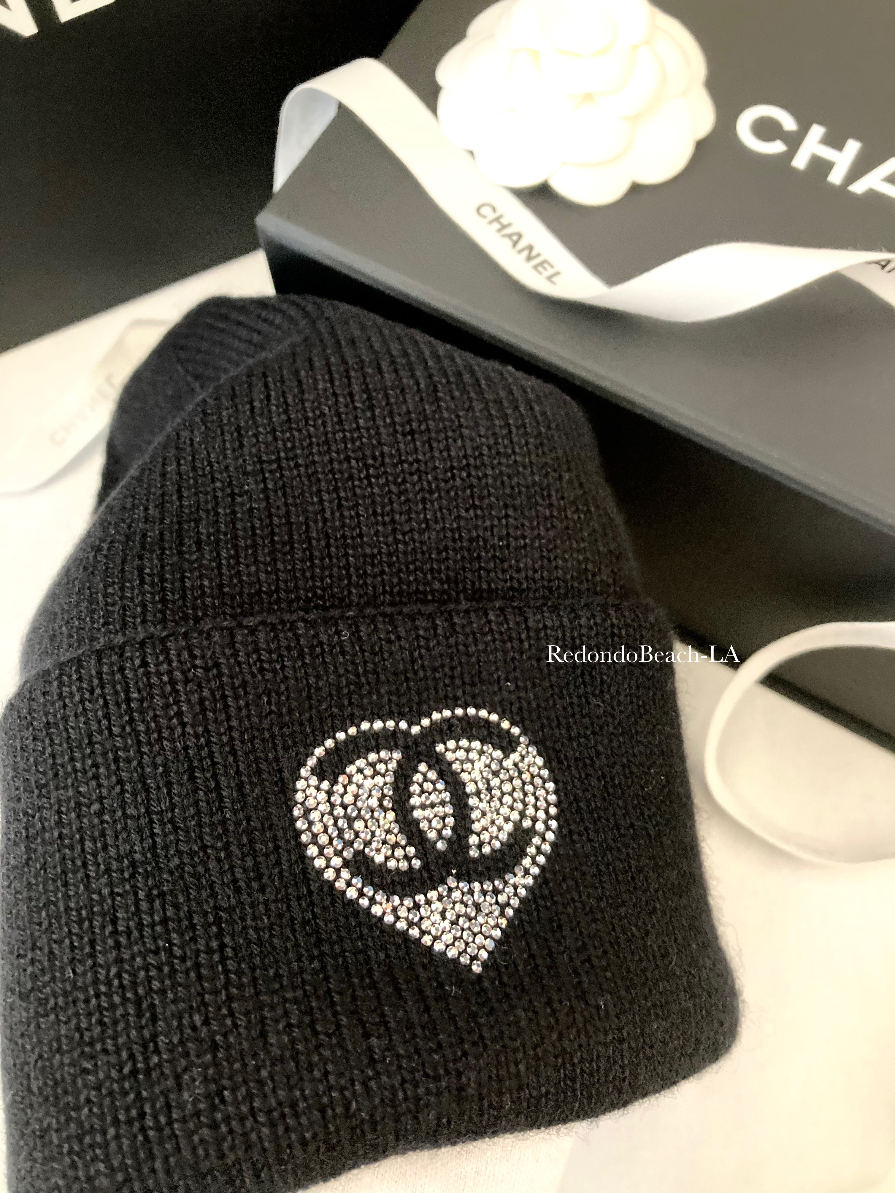 CHANEL ニット帽 ビーニー ハート♡ココマーク ブラック CHANEL ニット